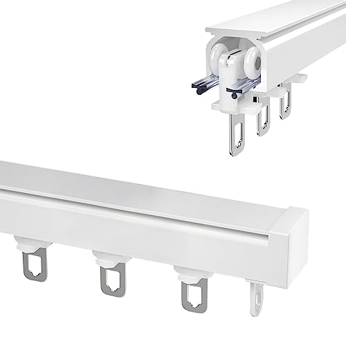 Aluminium Curtain Rail Gardinenstange Vorhang Schiene, 1-track Curtain Tracks For Sliding Curtains, Ceiling Rail Wall Curtain Poles System With Hooks, Motorhome Room Divider, Raumteiler von LIYI929GP