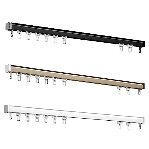 Curtain Rail Aluminium Single Track Pre-Drilled Curtain Rail, Wall/Ceiling Mount, Long Aluminium Alloy Curtain Rod, 1-track Ceiling Rail Curtains Rail System With Hooks For Curtains, Raumteiler von LIYI929GP