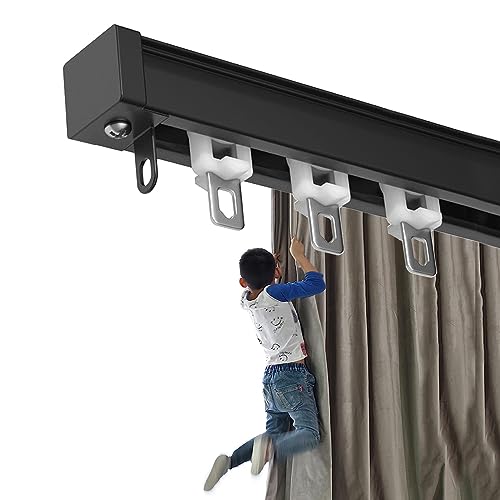 LIYI929GP Schwer Vorhangschiene Einläufige Schiene System Top & Flop Zugleich, 50-600cm Gerade Vorhang Schiene Curtain Rail Made from Aluminium, Vorhangschiene Deckenmontage Prima Zu Montieren von LIYI929GP