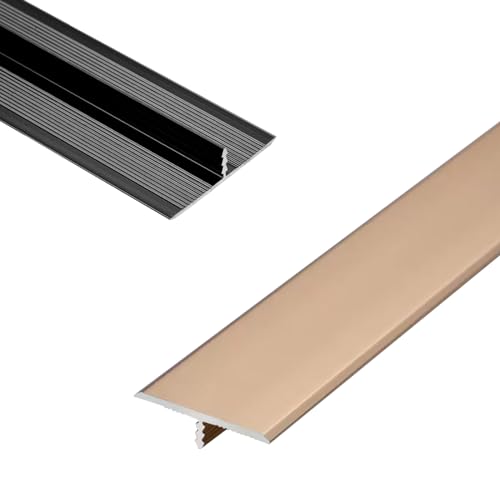 LIYI929GP T-Profil Übergangsschiene Übergangsprofil Breite 15 20 33 40mm, Bodenübergangsstreifen Dauerhaft Aluminium Ausgleichsprofil Schwarz Weiß Gold, Bodenleiste Türleiste Türschwellen Leiste von LIYI929GP