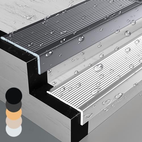 LIYI929GP Treppenkantenschutz Aus Aluminium Eloxiert, Treppen Profil Kantenschutz Antirutsch-Profil Winkelprofil, Wetterfest Rostfrei Streifen Treppe, for Innen/Außenbereich, Fliesen Holz Metall von LIYI929GP