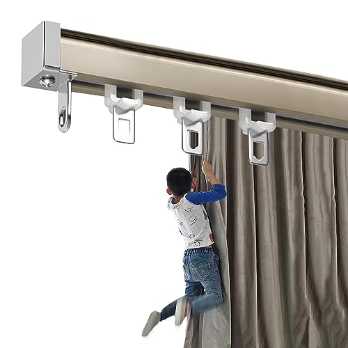 Schwer Vorhangschiene Einläufige Schiene System Top & Flop Zugleich, 50-600cm Gerade Vorhang Schiene Curtain Rail Made From Aluminium, Vorhangschiene Deckenmontage Prima Zu Montieren von LIYI929GP