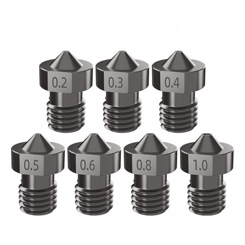 tianwandong 1/2 stücke V6 Düse Gehärtetem Stahl 0.2/0.3/0.4/0.5/0.6/0.8/1,0 MM for 1,75mm Filament V5 V6 Hotend Extruder 3D Drucker Teile(2pcs,1.0mm) von LIYIANWAN