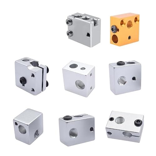 tianwandong 1 stücke Heizblock V5 V6 MK7 MK8 MK2 MK10 Volcano PT100 CR10 2 IN 1 OUT Aluminium/Messing for 3D Drucker Extruder Hotend J Kopf(MK7 MK8 New) von LIYIANWAN