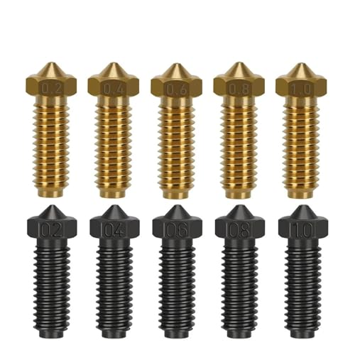 tianwandong 3/5 stücke High Flow Gehärtetem Stahl Düsen for 2 Messing Volcano Düse for 2 Plus Max 3D Drucker Teile(Brass 5pcs,0.2mm) von LIYIANWAN