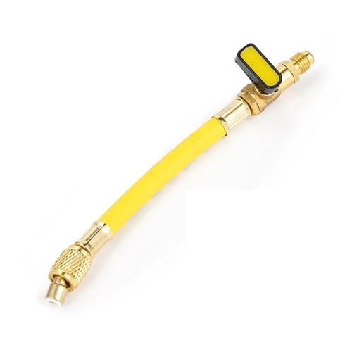 tianwandong Auto-Kältemittel-Füllschlauch mit Kugelhahn, Rohr AC, Auto-Klimaanlage, Ladeverteiler, Manometer 800–3000 PSI, 1/4 Zoll(GELB) von LIYIANWAN
