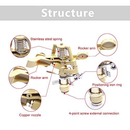 0 ° -360 ° Kirsit einstellbarer Muster Garten Impact Sprinkler landwirtschaftliche Rasenmessingspray 4 'Düse 10-15 m Wasserabstand von LIYJTK
