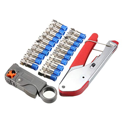 22pcs Kabel Crimping Cutter Multifunktion Crimper Koaxial F Head Crimps Tool Drahtstripper für Antennen -TV -Verbindung von LIYJTK