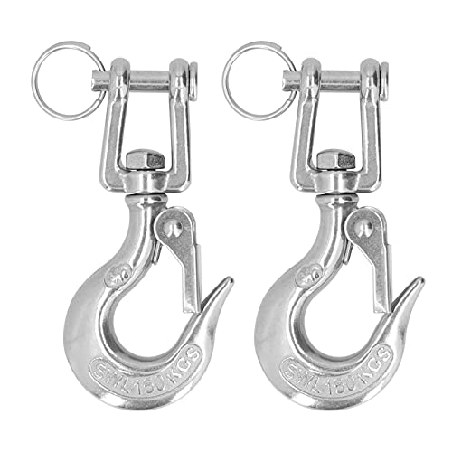 2pcs Heben von Glevis -Kettenhaken Edelstahl -Stahl -Ligging -Zubehör mit Sicherheitsriegel für Bauarbeiten (3/16 （150 kg）) von LIYJTK