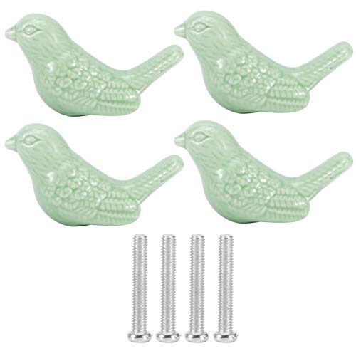 4 Set Vogelform Keramikknöpfe DIY Tür Schubladen Schrank Zug Griff Möbelzubehör (Grün) von LIYJTK