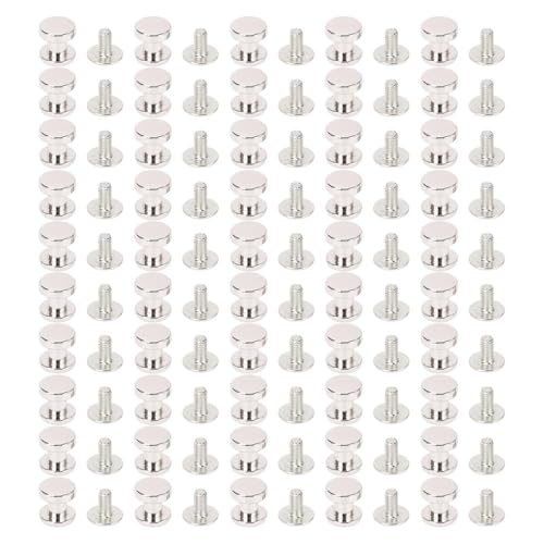 50 Set flache Kopfschraubenstollen für Lederbeutelschuhe Kleidung, langlebige Zinklegierung Nieten Kit 8mm (Silber) von LIYJTK