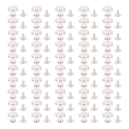 50 Sets Niet schraube Kopf rund 12mm 6mm gekreuzter Eisens chu blade Griff Leder Handwerk (Silber) von LIYJTK