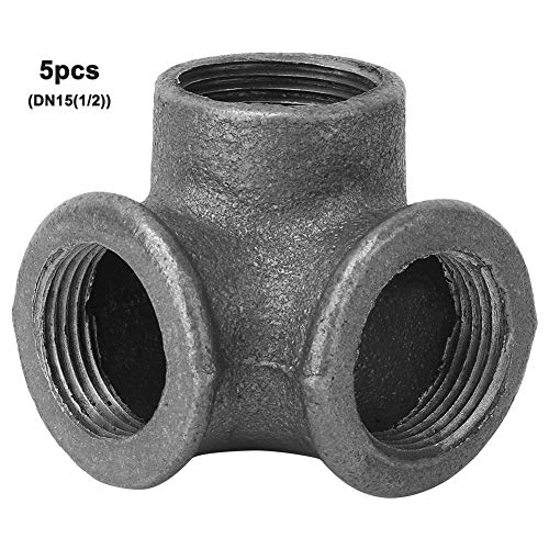 5pcs Seitenauslass Ellbogen 90 ° Schwarzer trennbarer Eisenrohranschlussanschluss für Wasserrohrmöbel DIY Regal (DN15 (1/2)) von LIYJTK