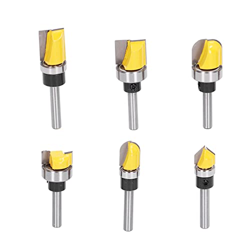 6pcs Flush Trimmbit 6mm Schaftmuster Router Carbid Blade Ptfe -Beschichtung Holzfräsenschneider 6 verschiedene Formen handgefertigte Schubladen von LIYJTK