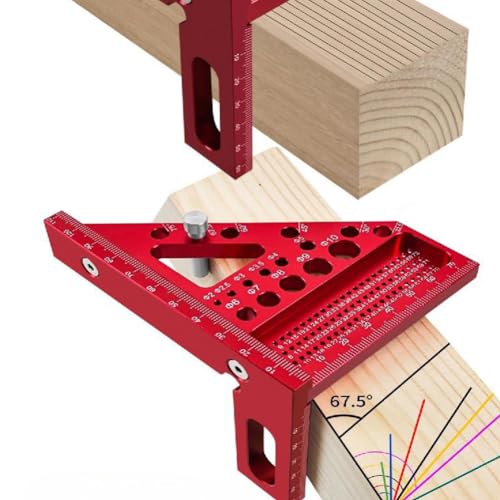 Aluminiumlegierung Multi -Winkel Messung Herrscher Holzbearbeitung DIY Mitre -Dreieck Lineal Utility -Schreibmesser für Carpenter (Rot) von LIYJTK