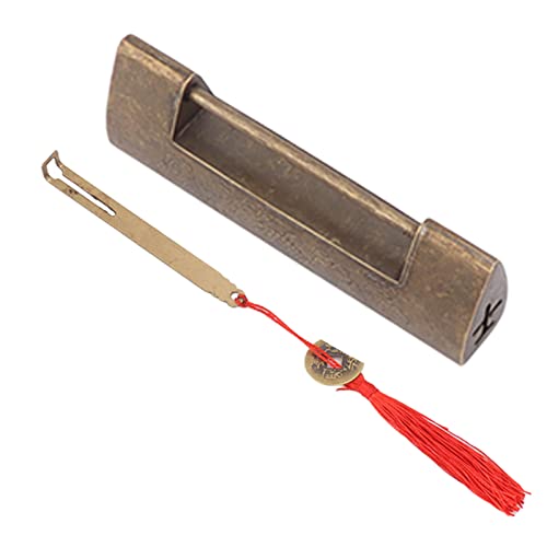 Antiquitätenstil Messing Vorhängeschloss Chinesisches Horoskop Luck Fish Lock Schmuckschachtel Dekoration (Bronzefarbe) von LIYJTK