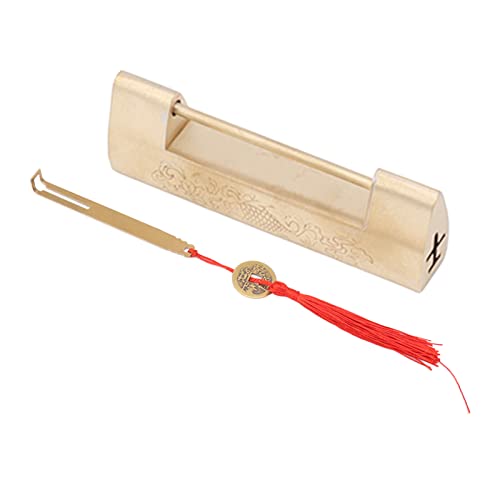 Antiquitätenstil Messing Vorhängeschloss Chinesisches Horoskop Luck Fish Lock Schmuckschachtel Dekoration (Messingfarbe) von LIYJTK