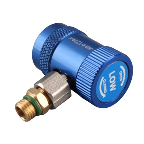 Auto A/C Schnelladapter Niederdruck Fluorid Flüssigkeit Füllungskuppler Anschlüsse Kit Hs-1234yf Blau Edelstahl Messingschraube für Autoklimaanlagen Kältemittel R1234FY Gerade von LIYJTK