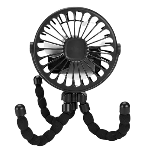 Batteriebatterie des Kinderwagenlüfters Flexibler Stativ Clip auf stille Babyauto tragbarer Kühlventilator (Schwarz) von LIYJTK