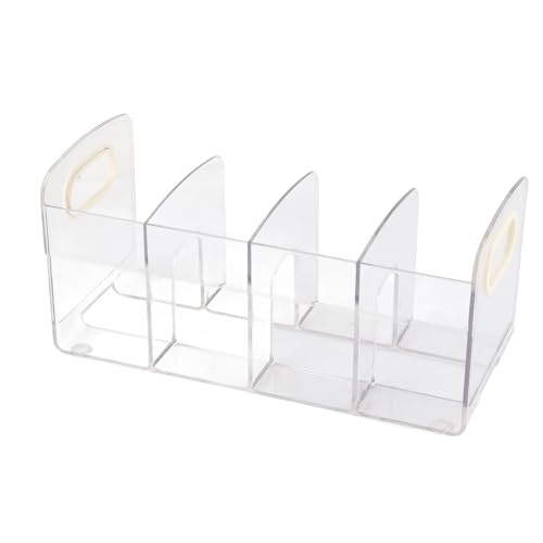 Desktop -Buch Rack Acryl Tabletop Organizer Study Office Mehrere Kompartimente Praktische Seitengriffe transparentes Design robustes Acrylmaterialien ordentlicher Organisation (4 Fach) von LIYJTK