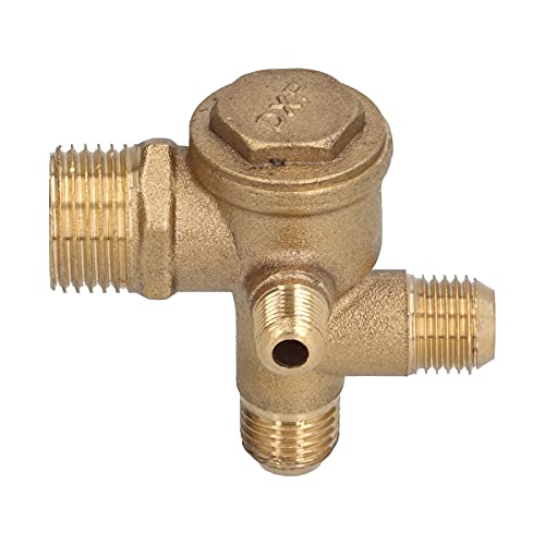 Ersatzventil für Luftkompressor, Messing, 4-Wege-Doppelrohr-Rückschlagventil, Zubehör, anwendbar für verschiedene Luftkompressormodelle, Gelb (10 * 14 * 14 * 20,5 mm) von LIYJTK