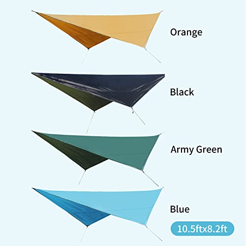 FLIGE Zelt TARP Segel Canopy Rainproof Regen FLIEGEN Sonne Shade Camping Shelter MIT PEGS Seil LAGERTASCHE Patio Garten Backyard AKTIVITÄTEN 10.5X8.2 FT (Blau) von LIYJTK
