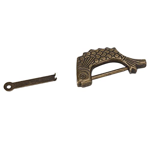 Fischgeformte Retro -Vorhängeschloss antike Vintage Messingschloss 3,2 cm Abstand Schmuckschachtel Fischgeformte Retro -Vorhängeschloss antike Vintage Messingschloss 3,2 cm Abstand Schmuckschachtel von LIYJTK