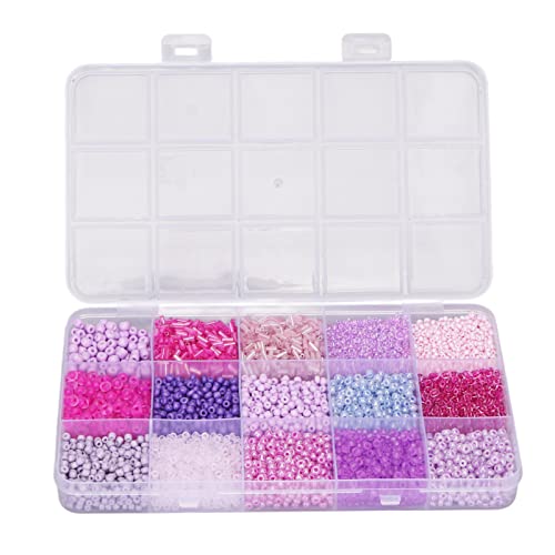 Glassamenperlen farbenfrohe 15 Fächer Schmuck Magen Perlen Plastikbox Verpackung DIY -Kunsthandwerk Projekte (Hellviolett) von LIYJTK