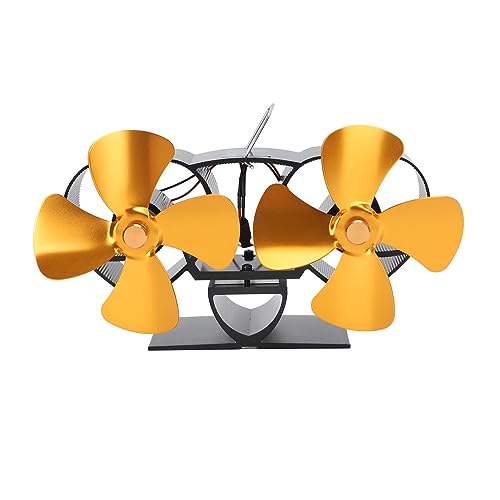 Herd Lüfter angetriebene Aluminiumlegierung 4 Blades Dual Head -Kaminventilator für den Austausch (Gold) von LIYJTK