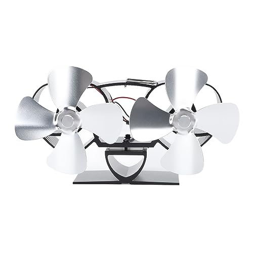 Herd Lüfter angetriebene Aluminiumlegierung 4 Blades Dual Head -Kaminventilator für den Austausch (Silber) von LIYJTK