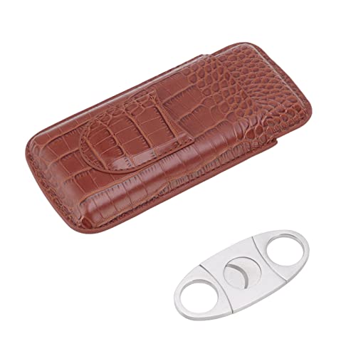 Hochwertiger Kaffee -Leder -Reisen tragbarer Zigarrenhalter mit Cutter 3 -Finger -Zigarrenhülle von LIYJTK