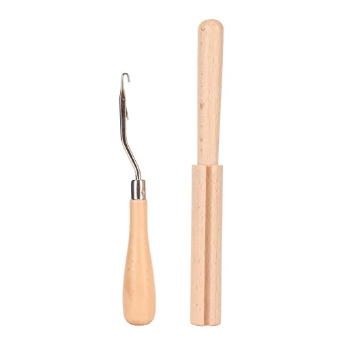 Hölzerne gebogene Lackhaken Glättung Griff Starker Holz Multi Zweck gebogener Häkelhaken mit Fadenschneider für Handwerksdienhaushalte von LIYJTK
