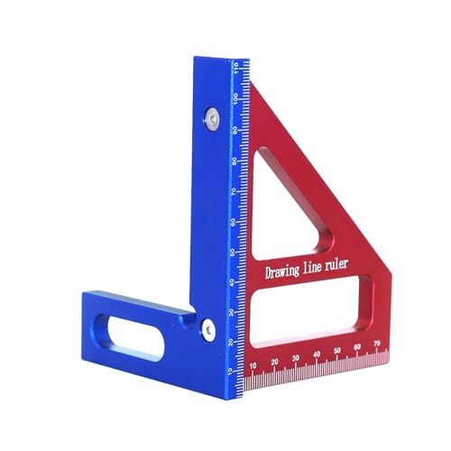 Holzbearbeitung Messung Herrscher Dreiecksschreiber Square -Proter - Carpenter für DIY -Enthusiasten Aluminiumlegierung (L Blue & Triangle Rot) von LIYJTK