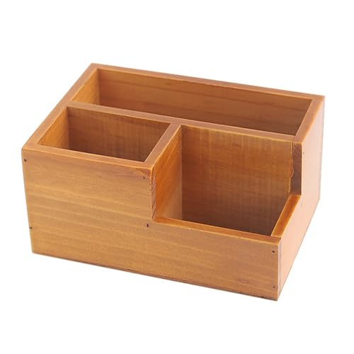Holzbedienungshalter für Holzbedienung 3 Fach Desktop -Speicherbox Multifunktionaler Organizer Vintage Design von LIYJTK