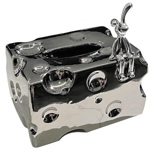 Keramische rechteckige stilvolle Tissue -Box -Deckungshalter für Desktop -Kaffeetisch (Silber) von LIYJTK