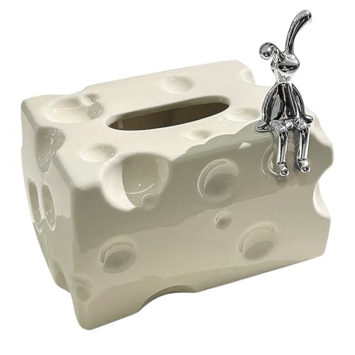 Keramische rechteckige stilvolle Tissue -Box -Deckungshalter für Desktop -Kaffeetisch (Weiß) von LIYJTK
