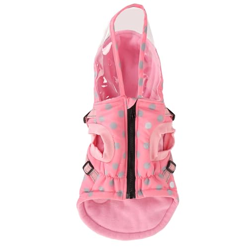Klarer Kapuzenhundmantel warme reflektierende Welpenjacke mit verstellbarem Kabelbaum rosa grau für den Winter (M) von LIYJTK