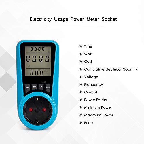 LCD -Anzeige Elektrizitätsnutzungsstrom -Messgerät Energie Watt Spannungsspannung AMPS -Tester -Leistung KWH Konsumanalysator Monitor mit Backlight Outlet AC110V ~ 130 V (EU -Stecker) von LIYJTK