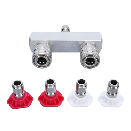 LIYJTK 2 in 1 Edelstahl Doppelreihe 1/4in Schnellverbindung Selbstverriegelungsdüse 5000psi Power Waschmaschine für Gärtenfahrzeuge Einfahrten LIYJTK 2 in 1 Edelstahl Doppelreihe 1/4in Schnellverbindung Selbstverriegelungsdüse 5000psi Power Waschmaschine für Gärtenfahrzeuge Einfahrten von LIYJTK
