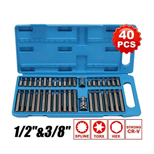 LIYJTK 40 in 1 Spline -Hex -Torx -Stern -Bit -Sockel -Set 38 12 Durchmesser Long Reach Allen Key mit Aufbewahrungsbox für technische Maschinenwartung von Haushaltsgeräten von LIYJTK