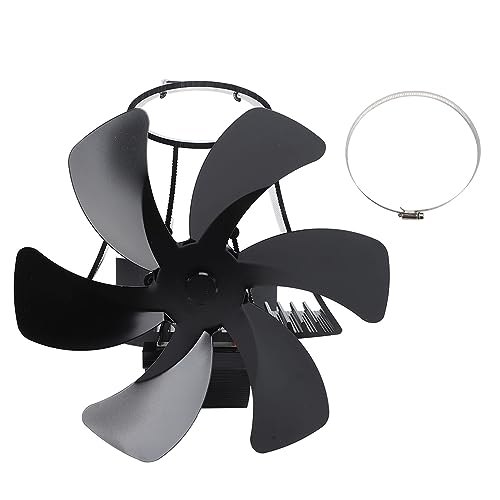 LIYJTK 6 klinge Magnet Wand Montieren Wärme Versorgt Herd Fan Rohr Magnetische Installation Holz Log Brenner Hause Wohnzimmer (Schwarz) von LIYJTK