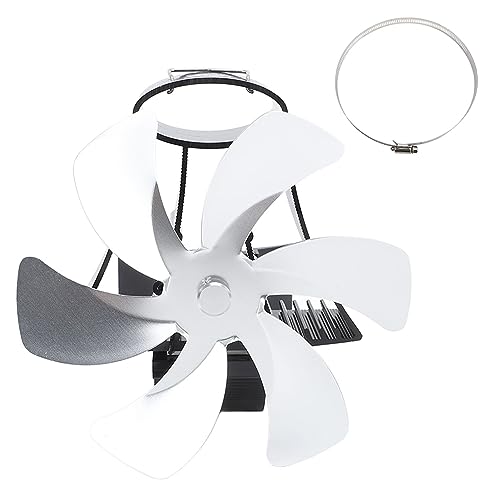 LIYJTK 6 klinge Magnet Wand Montieren Wärme Versorgt Herd Fan Rohr Magnetische Installation Holz Log Brenner Hause Wohnzimmer (Silber) von LIYJTK