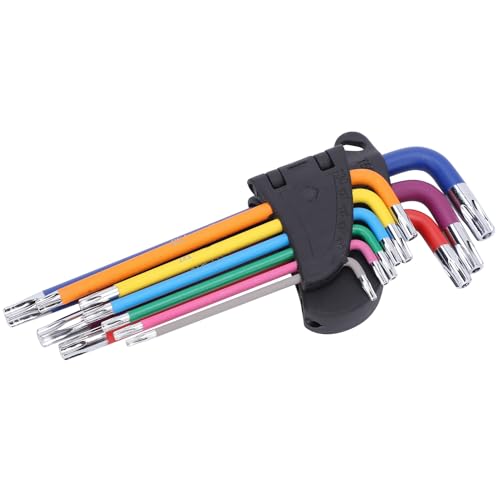 LIYJTK 9pcs Multicolor -Hex -Sockelschlüssel -Set sternförmige Hex -Key -Werkzeuge Spaner Reparaturzubehör für mechanische Gerätebaugruppen und Reparaturen von LIYJTK