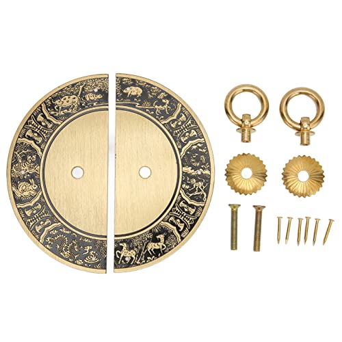 LIYJTK Antike Messing runde Tafel Dekorative Doppelschrank zieht für Kleiderschrank Schlafzimmer von LIYJTK