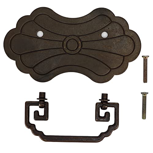 LIYJTK Antike Schubladengriff 12,8x7cm Reichtum Blüten Retro chinesische Stil Messing Vintage Schublade ziehen mit 2 Schrauben für Bücherregal (Bronze) von LIYJTK