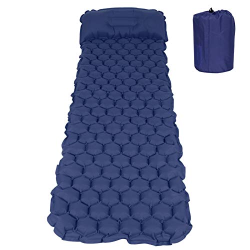 LIYJTK Aufblasbare Schlafpolster Matte tragbares Luftbett-Tränenresistente Camping-Wanderstrand (Marineblau) von LIYJTK