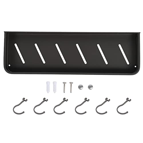 LIYJTK Badezimmer Duschregal Wandmontaged Lagerregal Organizer für ordentliche Raum Aluminium (40 cm mit 6 Haken) von LIYJTK
