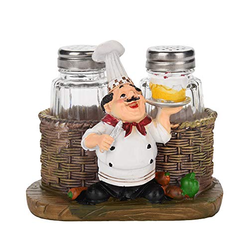 LIYJTK Chef-Figur, Salz- Und Pfefferstreuer-Set, Kunstharz, Niedliche Chef-Statue, Salz- Und Pfefferflaschenhalter, Ornamente, Heimdekoration, Küche, Restaurant, Dekoration(A) von LIYJTK