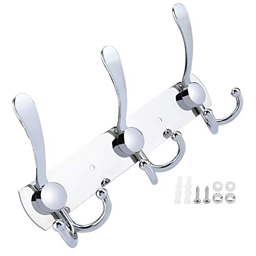 LIYJTK Edelstahl Wand Kleiderbügel Haken Rack Handtuch Hut Rack Bad Multifunktionale (Drei Haken) von LIYJTK