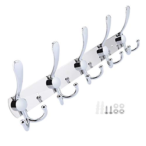 LIYJTK Edelstahl Wand Kleiderbügel Haken Rack Handtuch Hut Rack Bad Multifunktionale (Fünf Haken) von LIYJTK